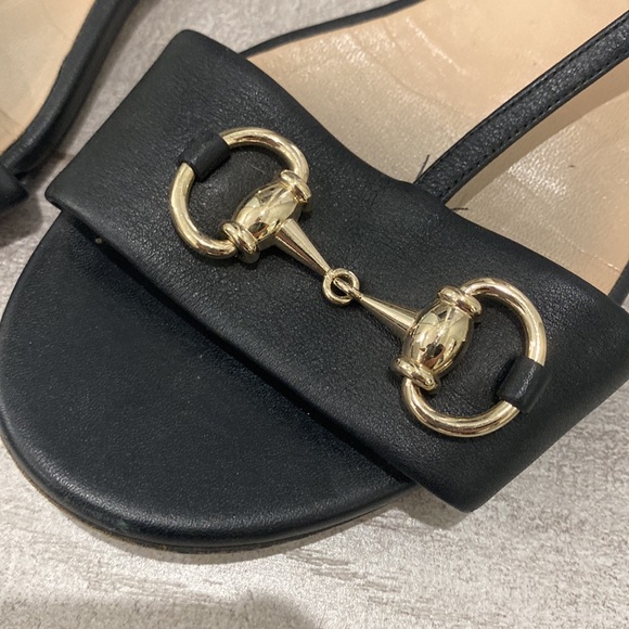 Gucci Black Leather Sandals with Horsebit - Picture 2 of 3